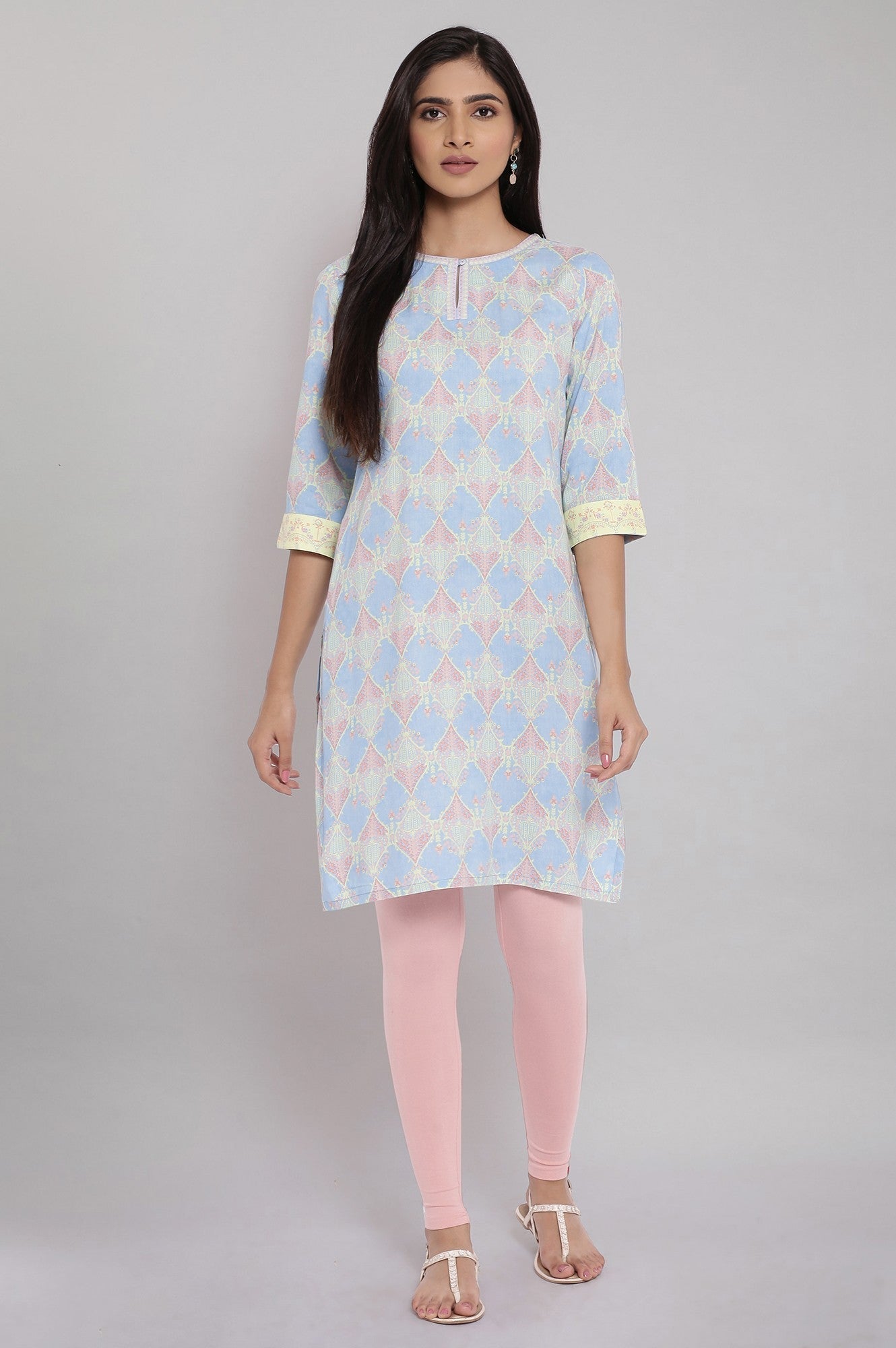 W for Woman Blue Printed kurta