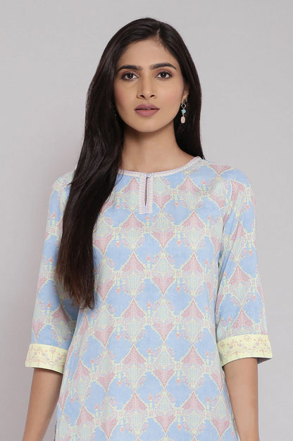 W for Woman Blue Printed kurta