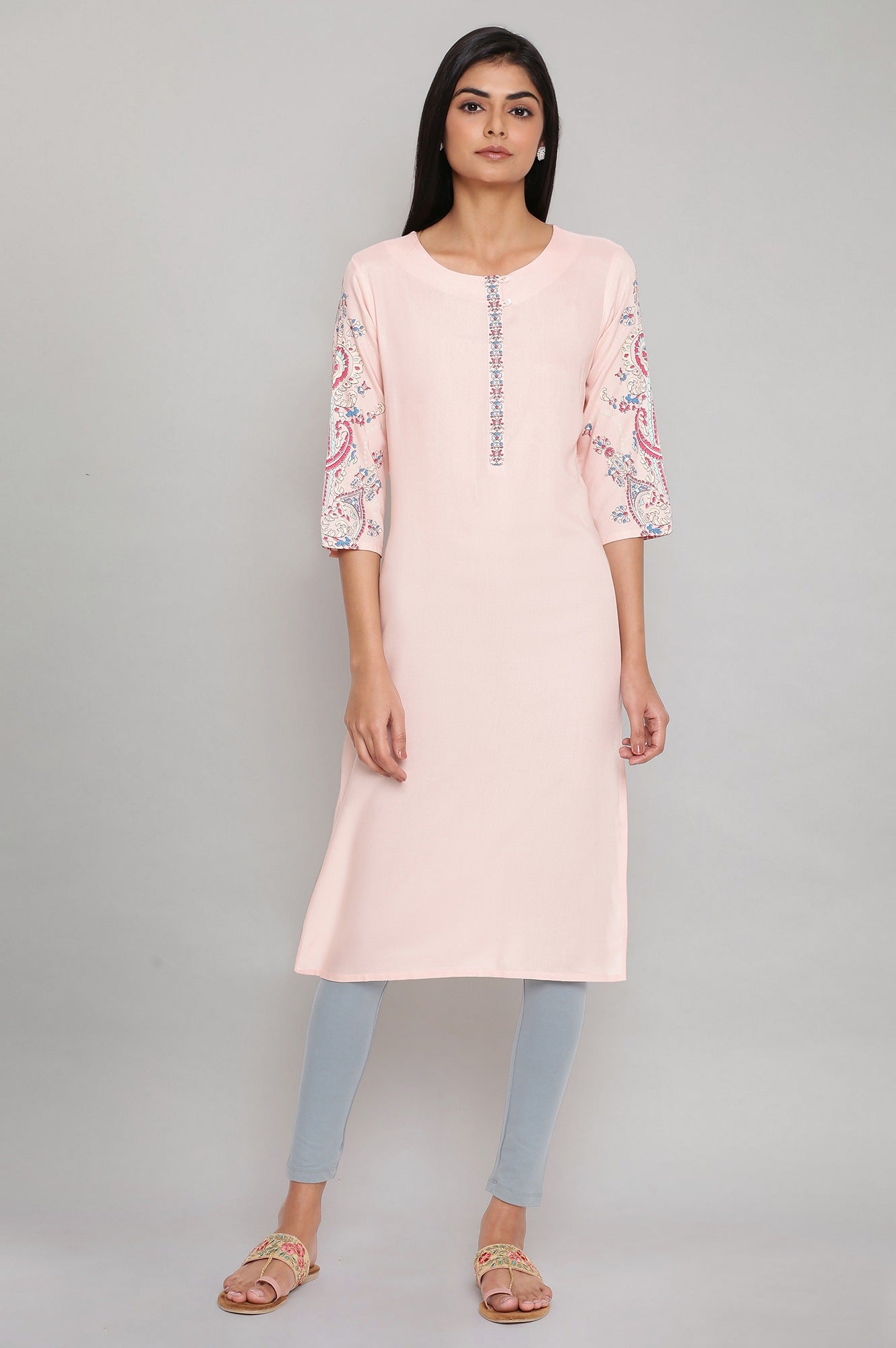 W for Woman Pink Printed kurta