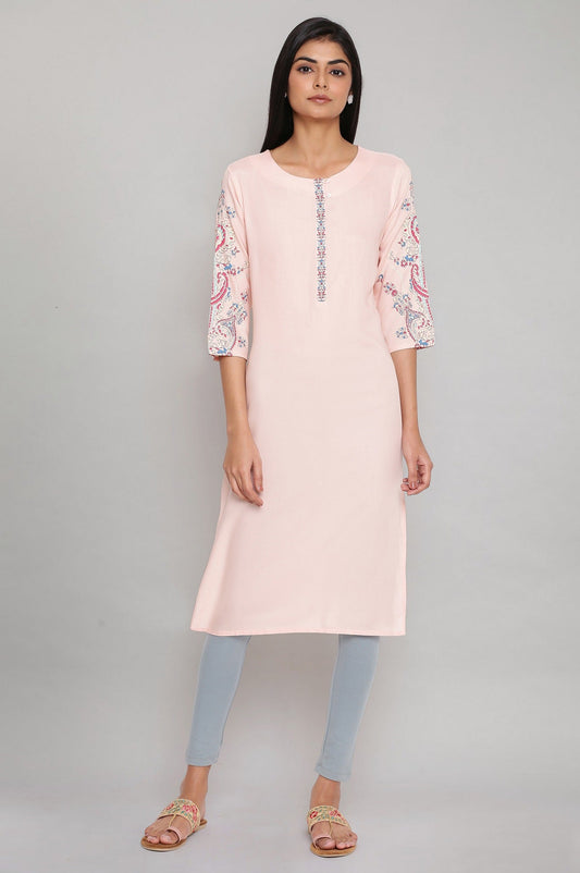 W for Woman Pink Printed kurta