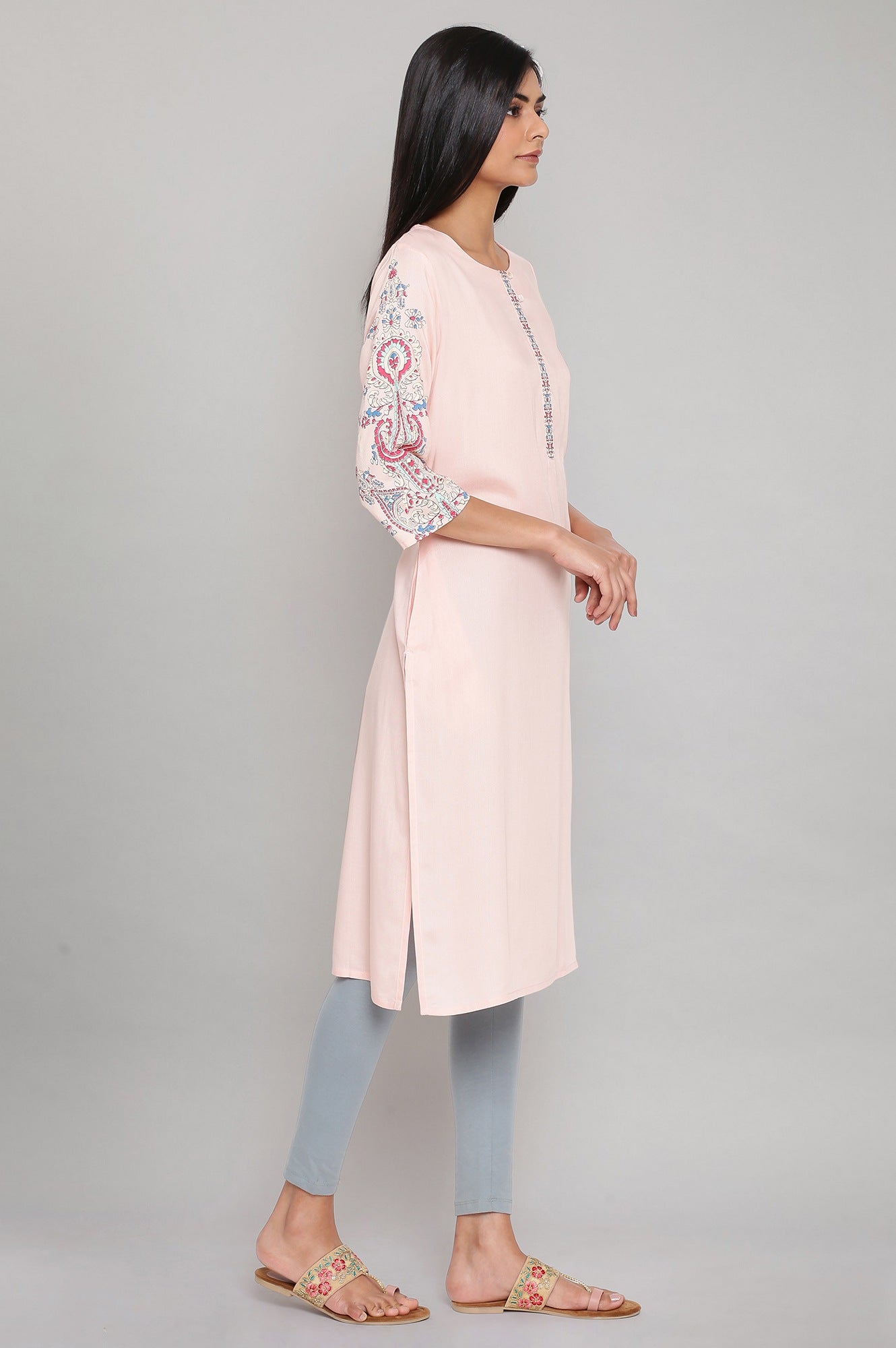 W for Woman Pink Printed kurta