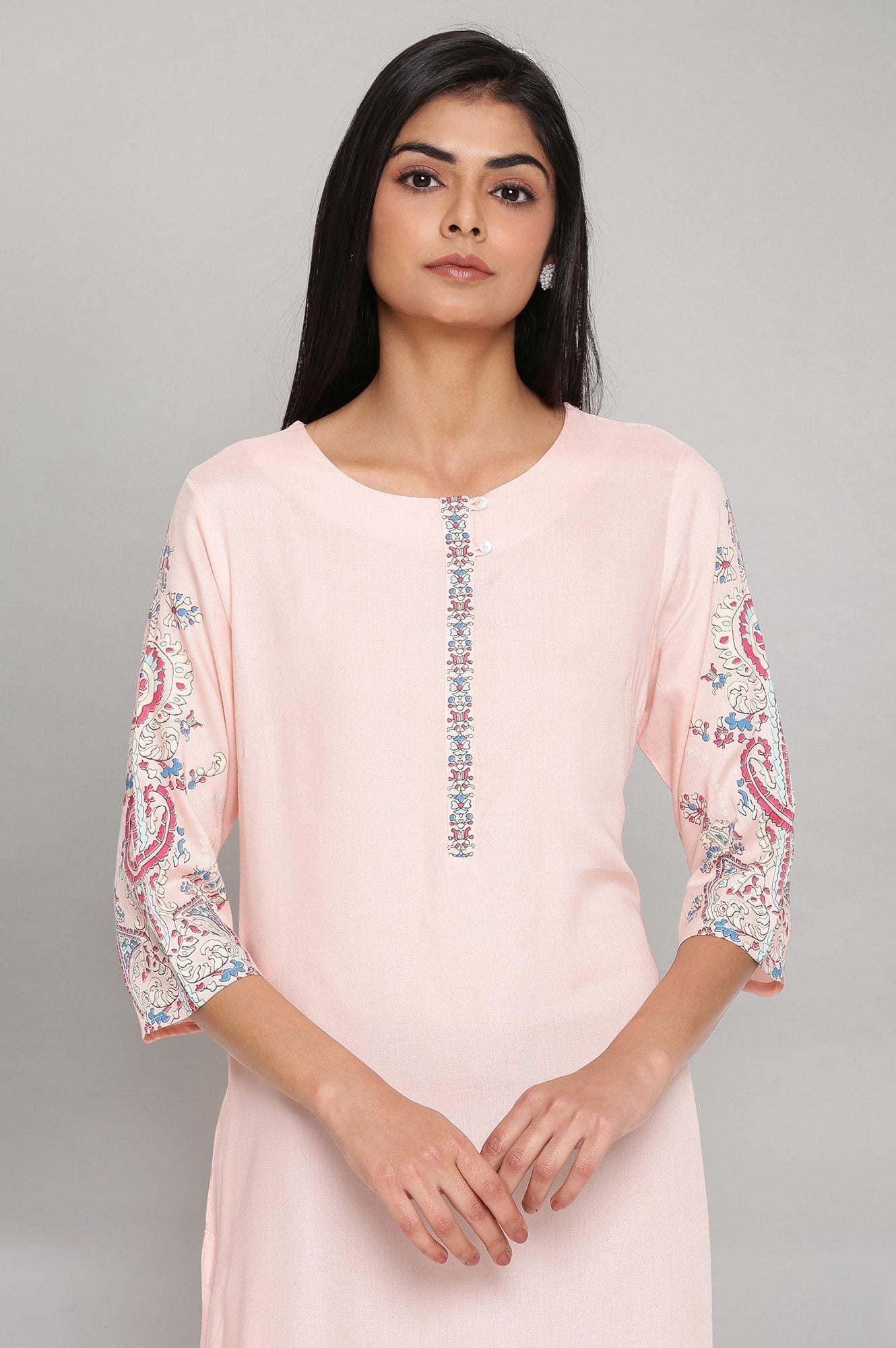 W for Woman Pink Printed kurta
