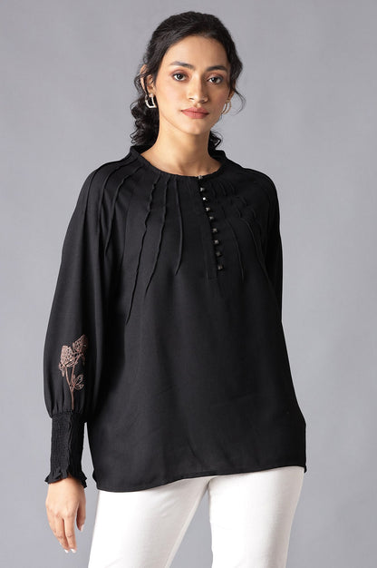 W for Woman Ecru High-Low Shirt With Floral Print And Mandarin Collar