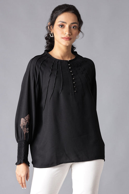 W for Woman Ecru High-Low Shirt With Floral Print And Mandarin Collar