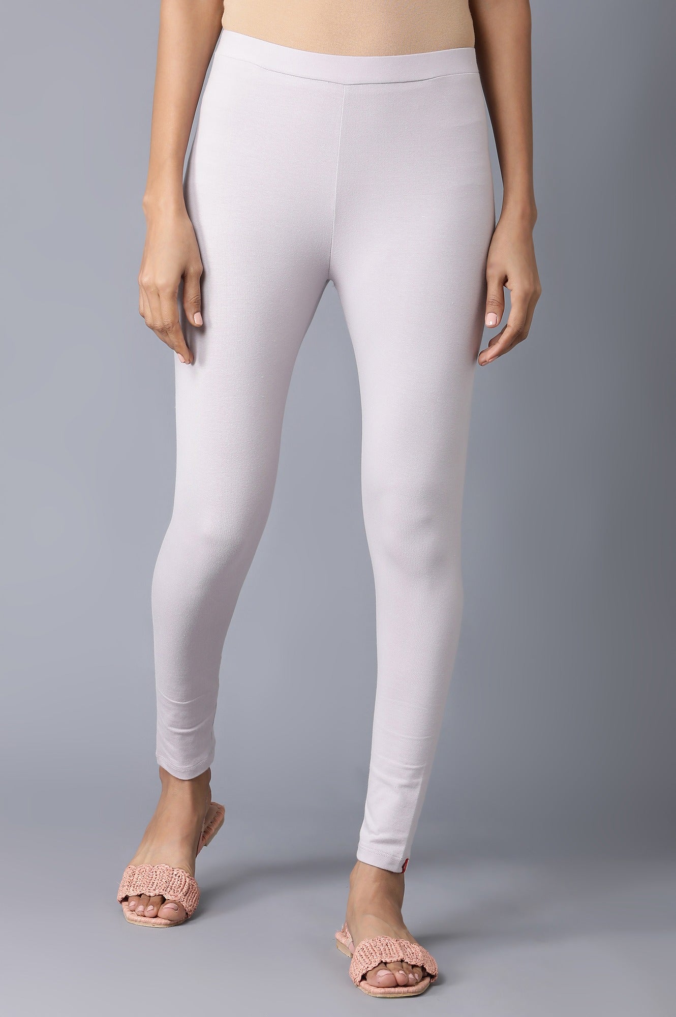 W for Woman Purple Cotton Jersey Lycra Tights