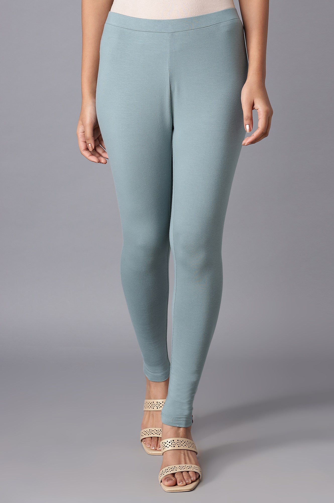 W for Woman Stone Blue Solid Tights