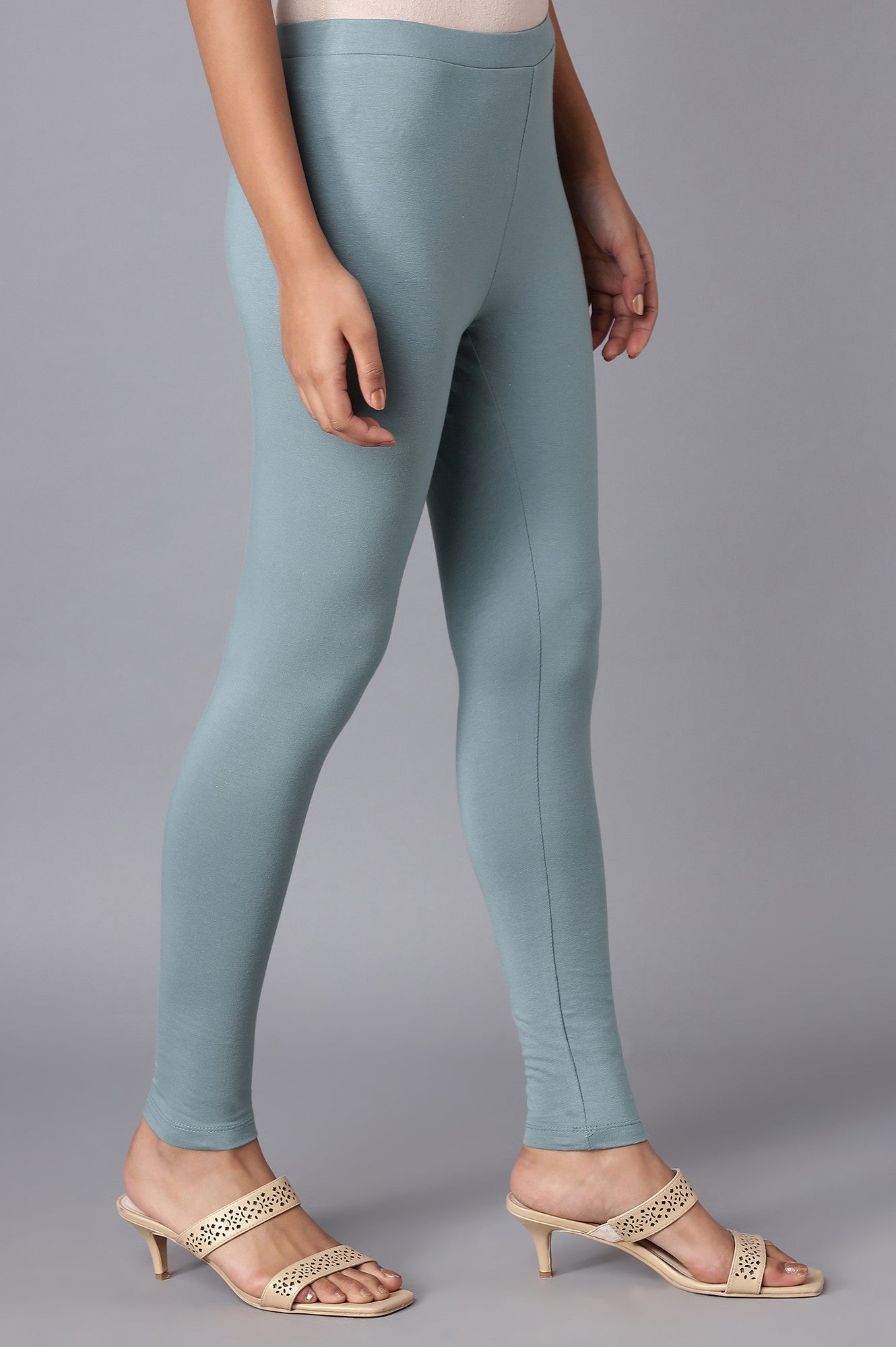 W for Woman Stone Blue Solid Tights