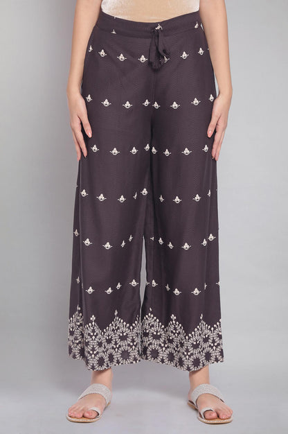 W for Woman Dark Grey Printed Parallel Pants