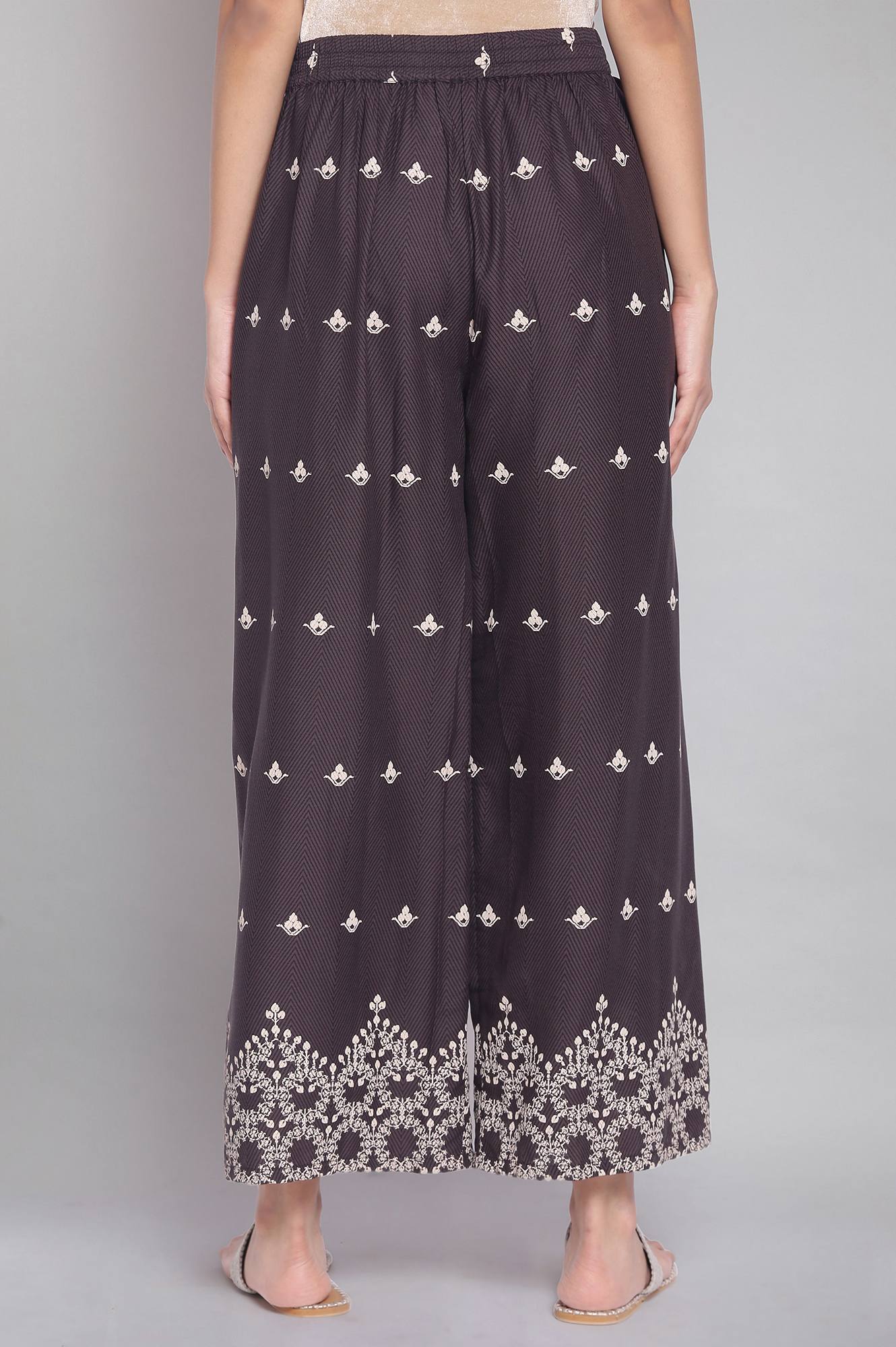 W for Woman Dark Grey Printed Parallel Pants