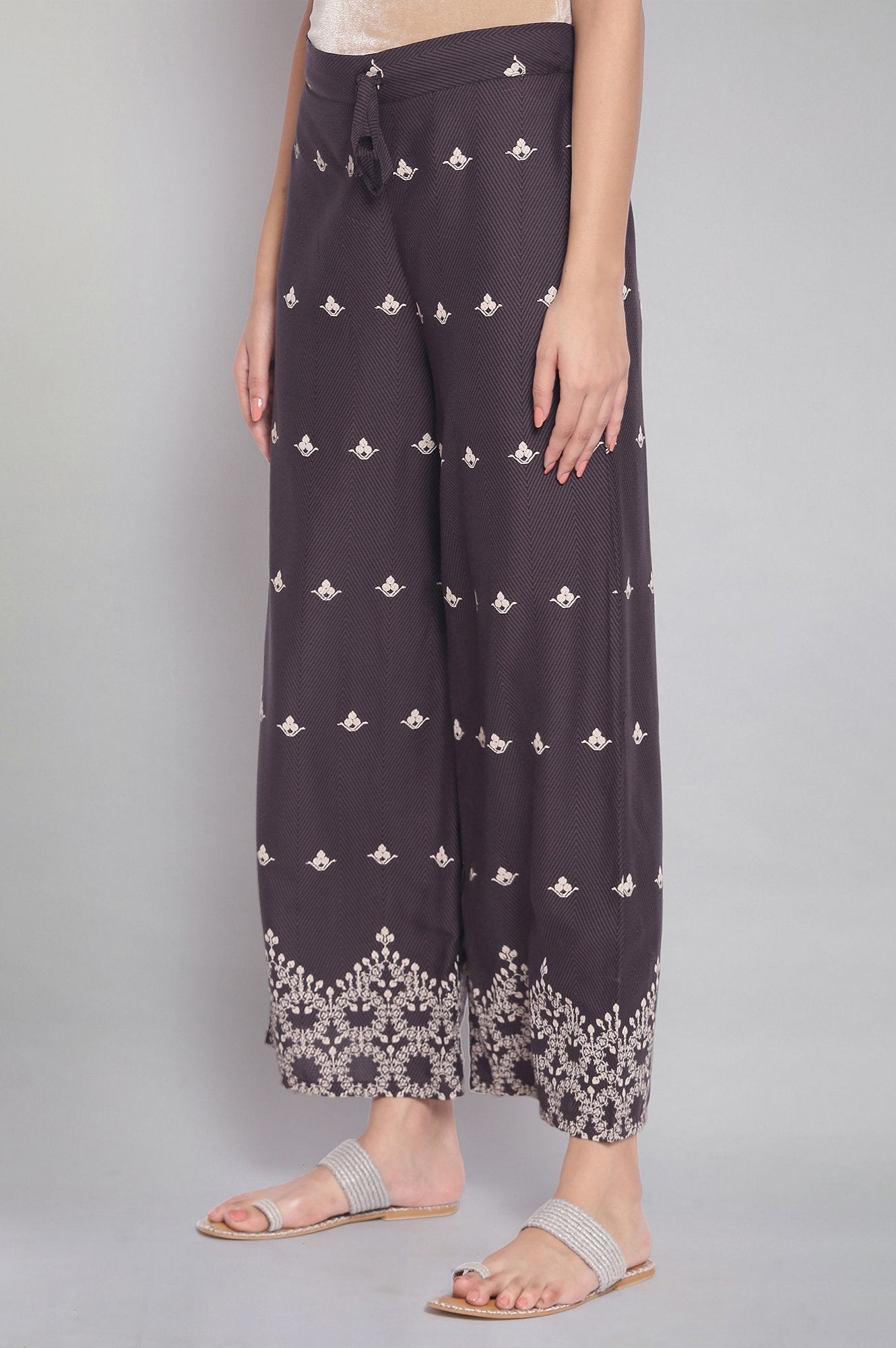 W for Woman Dark Grey Printed Parallel Pants