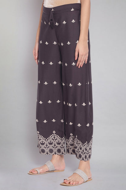 W for Woman Dark Grey Printed Parallel Pants