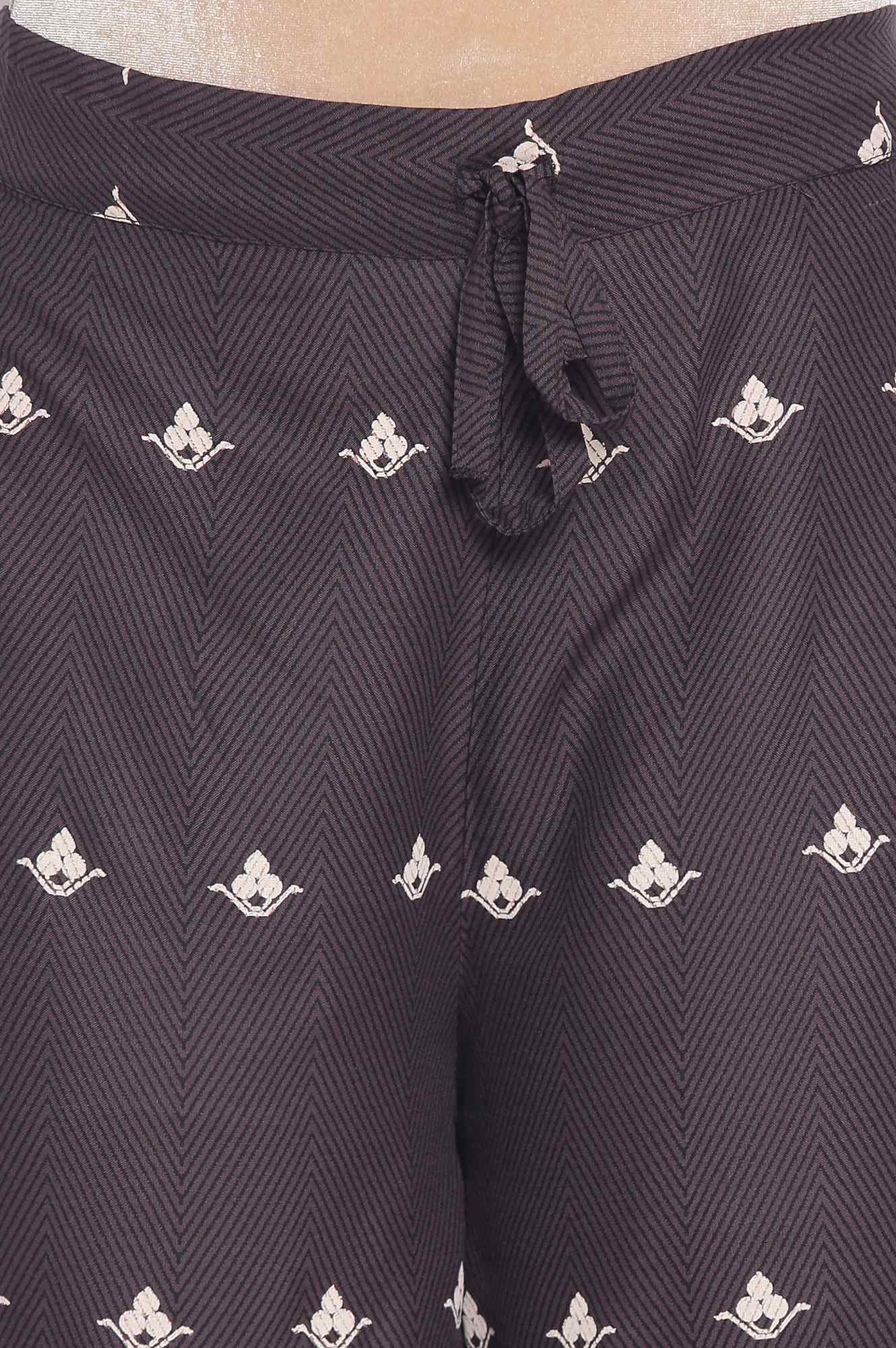 W for Woman Dark Grey Printed Parallel Pants