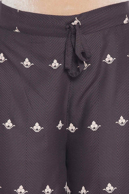 W for Woman Dark Grey Printed Parallel Pants