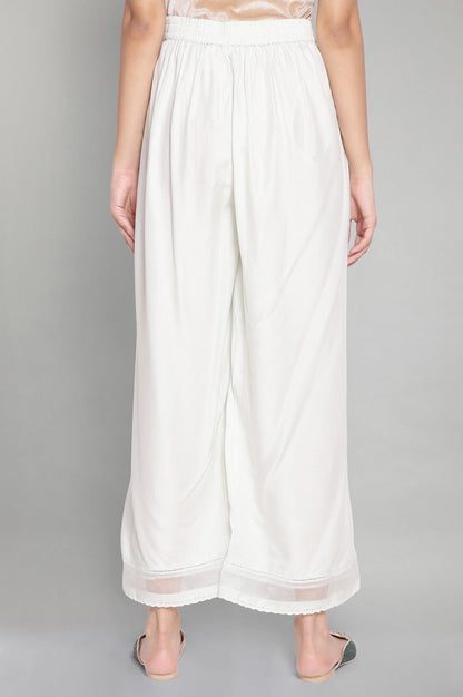 W for Woman Light Blue Solid Parallel Pants