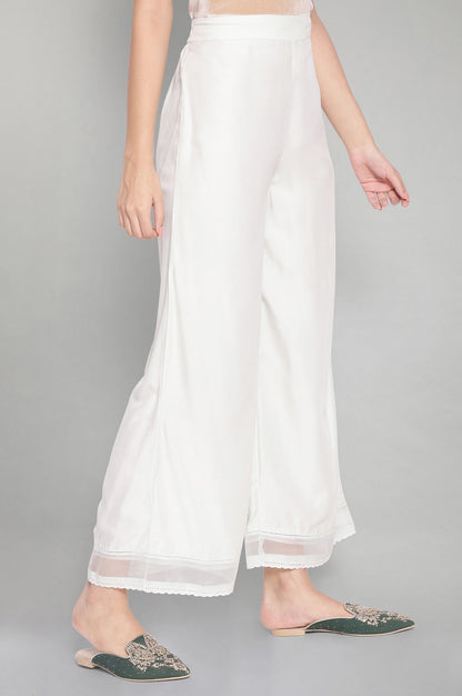 W for Woman Light Blue Solid Parallel Pants