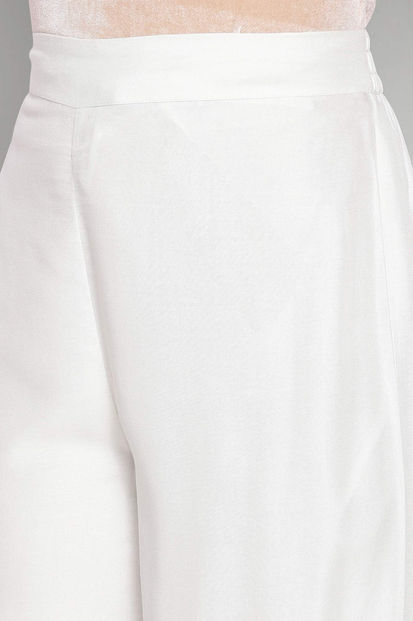 W for Woman Light Blue Solid Parallel Pants