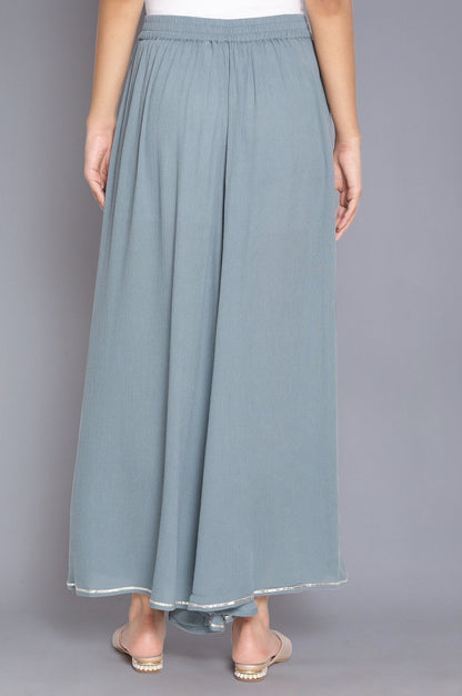 W for Woman Stone Blue Crinkled Flared Pants