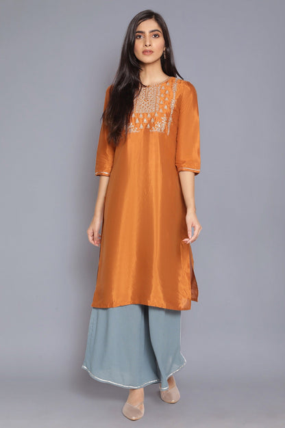 W for Woman Stone Blue Crinkled Flared Pants