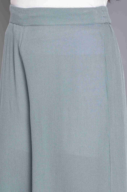 W for Woman Stone Blue Crinkled Flared Pants