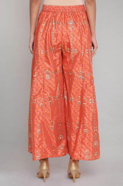 W for Woman Orange Printed Flared Pants