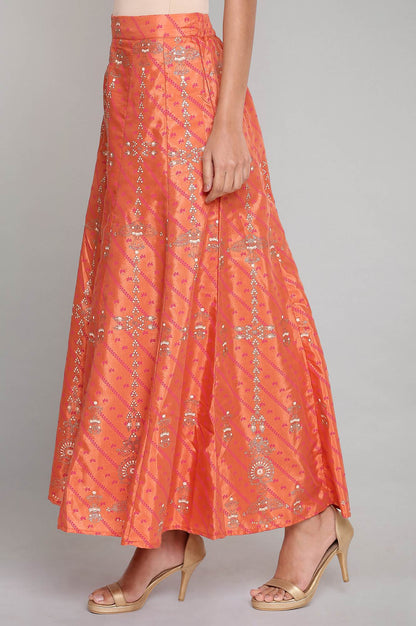 W for Woman Orange Printed Flared Pants