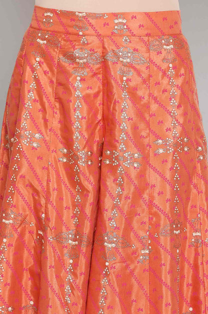 W for Woman Orange Printed Flared Pants