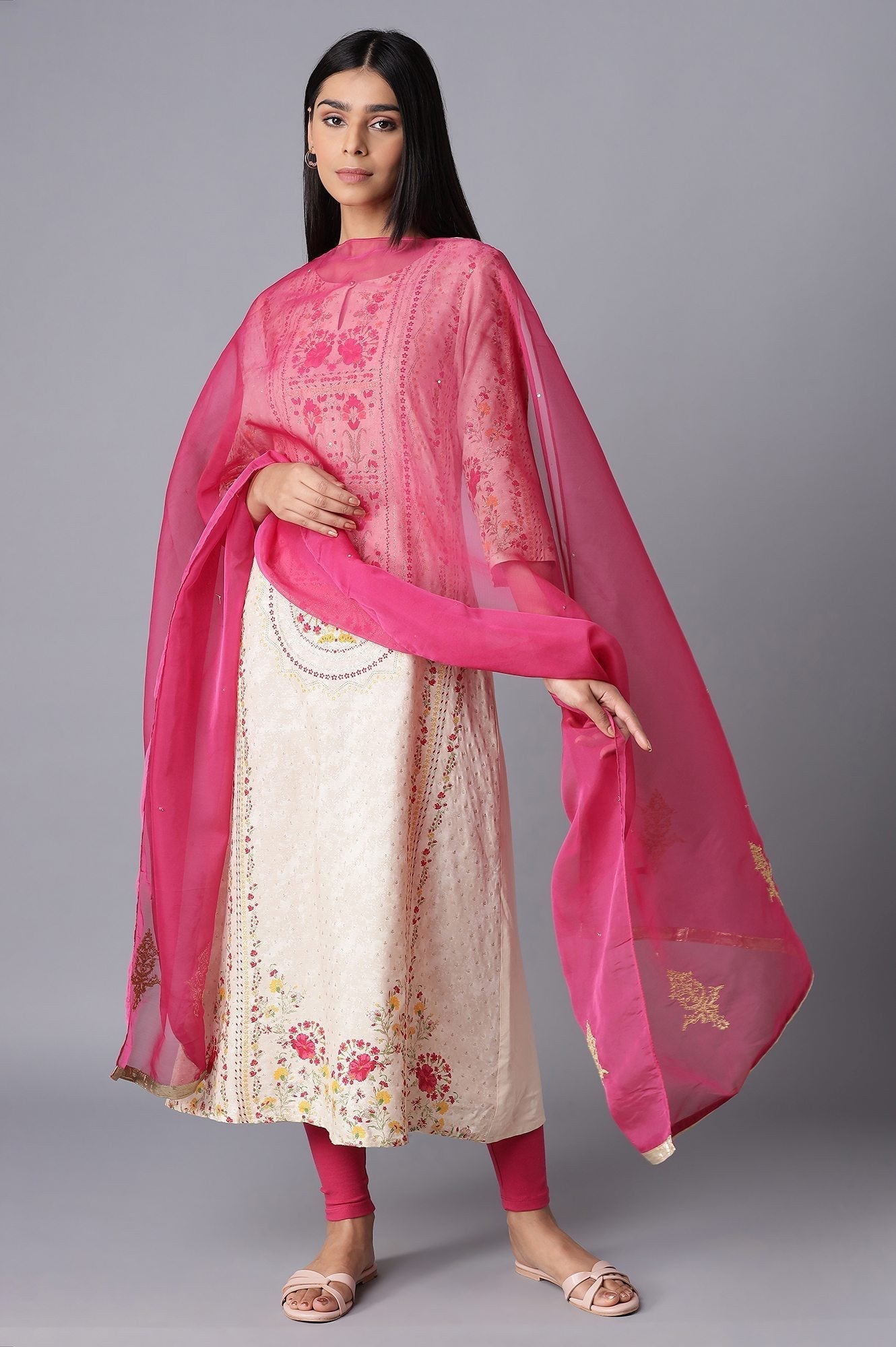 W for Woman Dark Pink Organza Dupatta