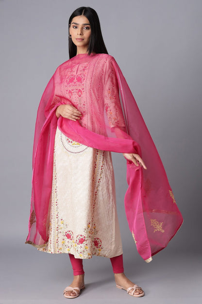 W for Woman Dark Pink Organza Dupatta