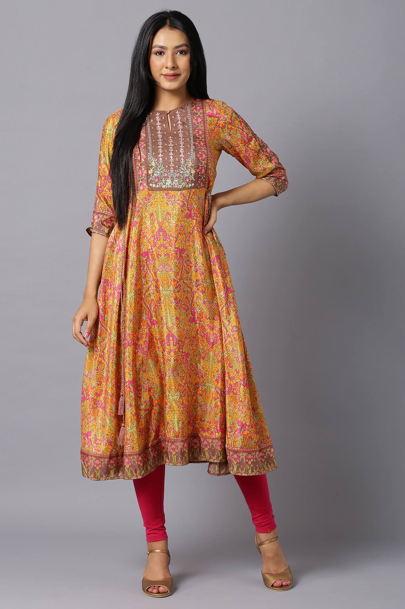 W for Woman Multicoloured Dress With Side Ties
