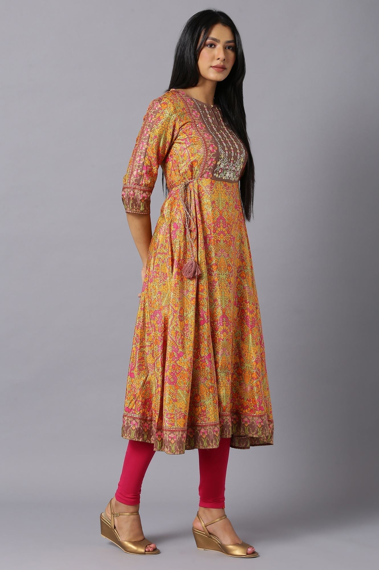 W for Woman Multicoloured Dress With Side Ties