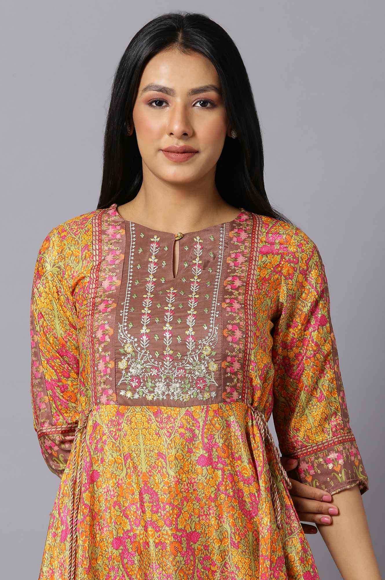 W for Woman Multicoloured Dress With Side Ties