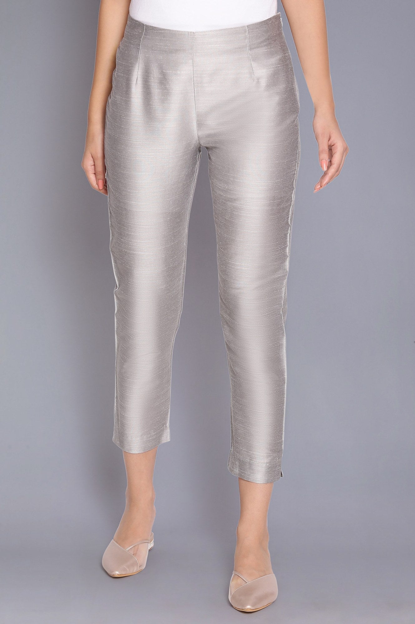 W for Woman Silver Fitted Pants