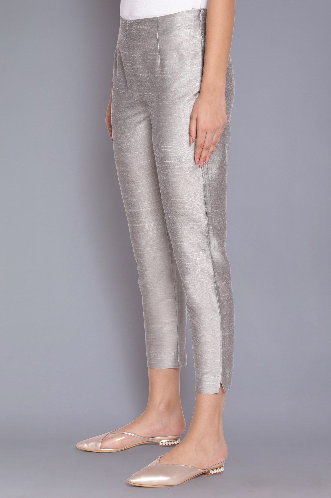 W for Woman Silver Fitted Pants