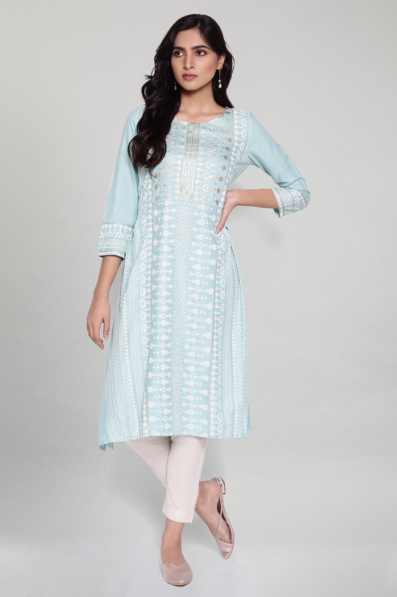 W for Woman Mint Blue A-line kurta