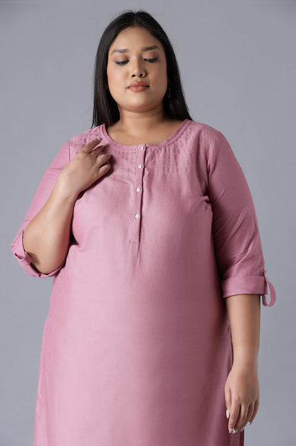 W for Woman Mauve Round Neck Solid kurta