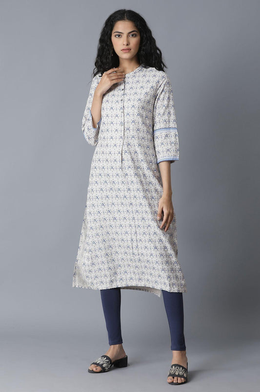 W for Woman Windchime Grey Printed kurta