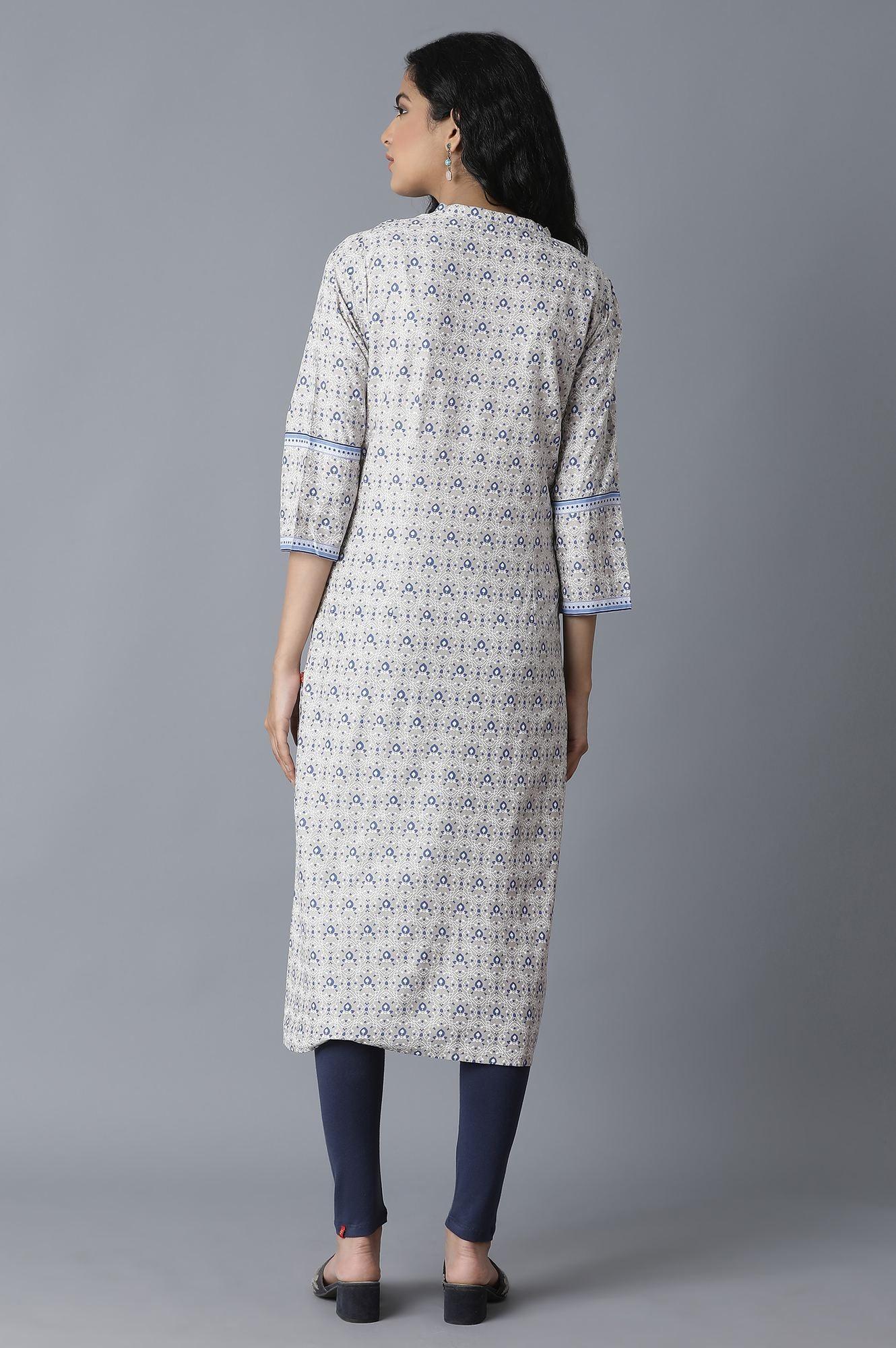 W for Woman Windchime Grey Printed kurta