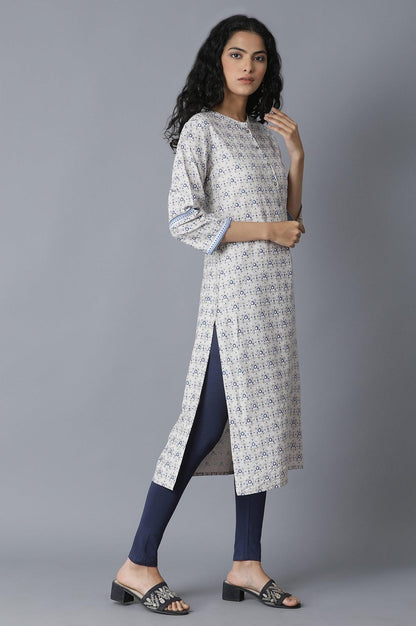 W for Woman Windchime Grey Printed kurta