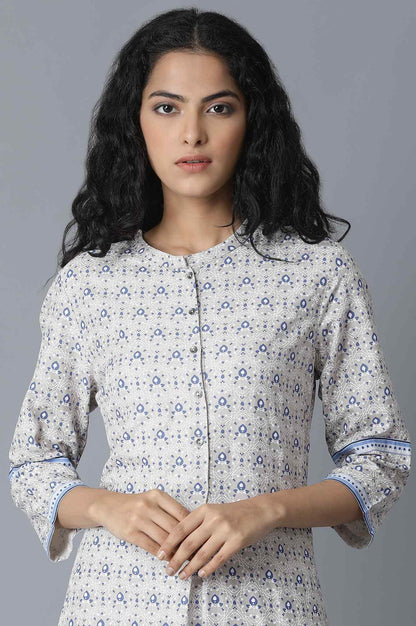 W for Woman Windchime Grey Printed kurta