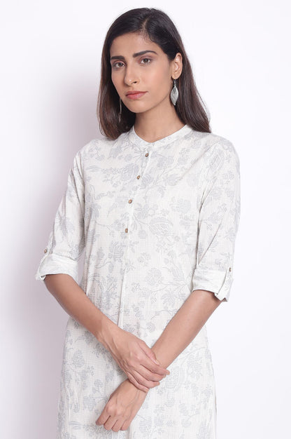 W for Woman White and Blue Printed kurta