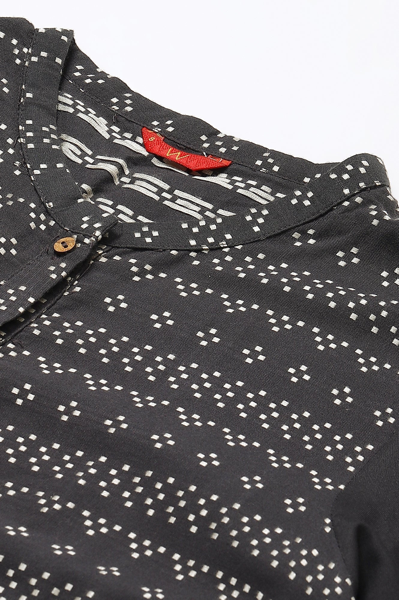 W for Woman Asphalt Grey A-Line Dobby kurta