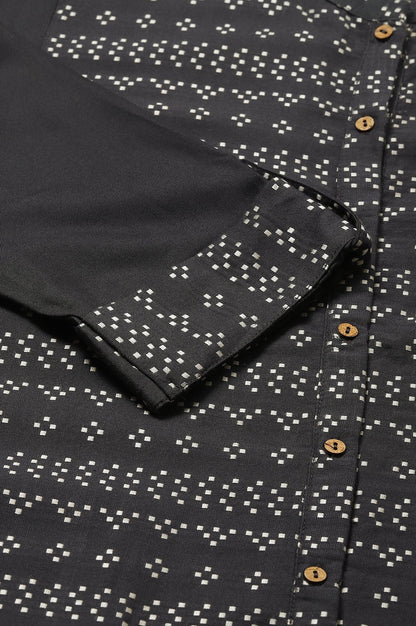 W for Woman Asphalt Grey A-Line Dobby kurta