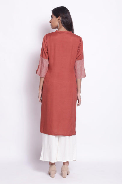 W for Woman Orange Geometric Print Straight kurta