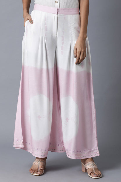 W for Woman Bubblegum Pink & Ecru Flared Pants