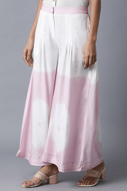 W for Woman Bubblegum Pink & Ecru Flared Pants