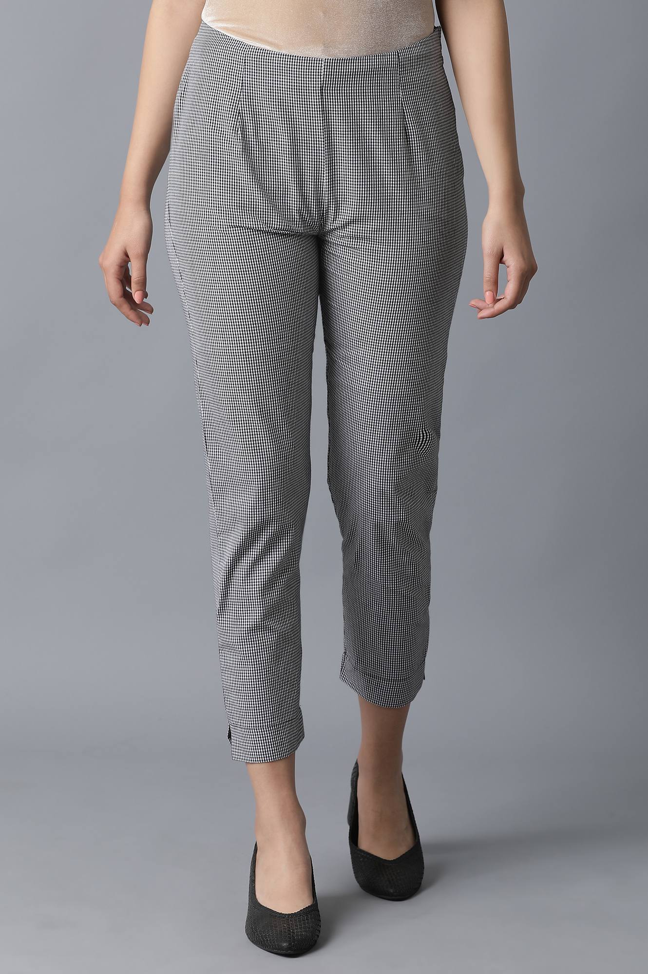 W for Woman Grey Printed Rayon A-line Shirt Kurta and Slim Pant Set