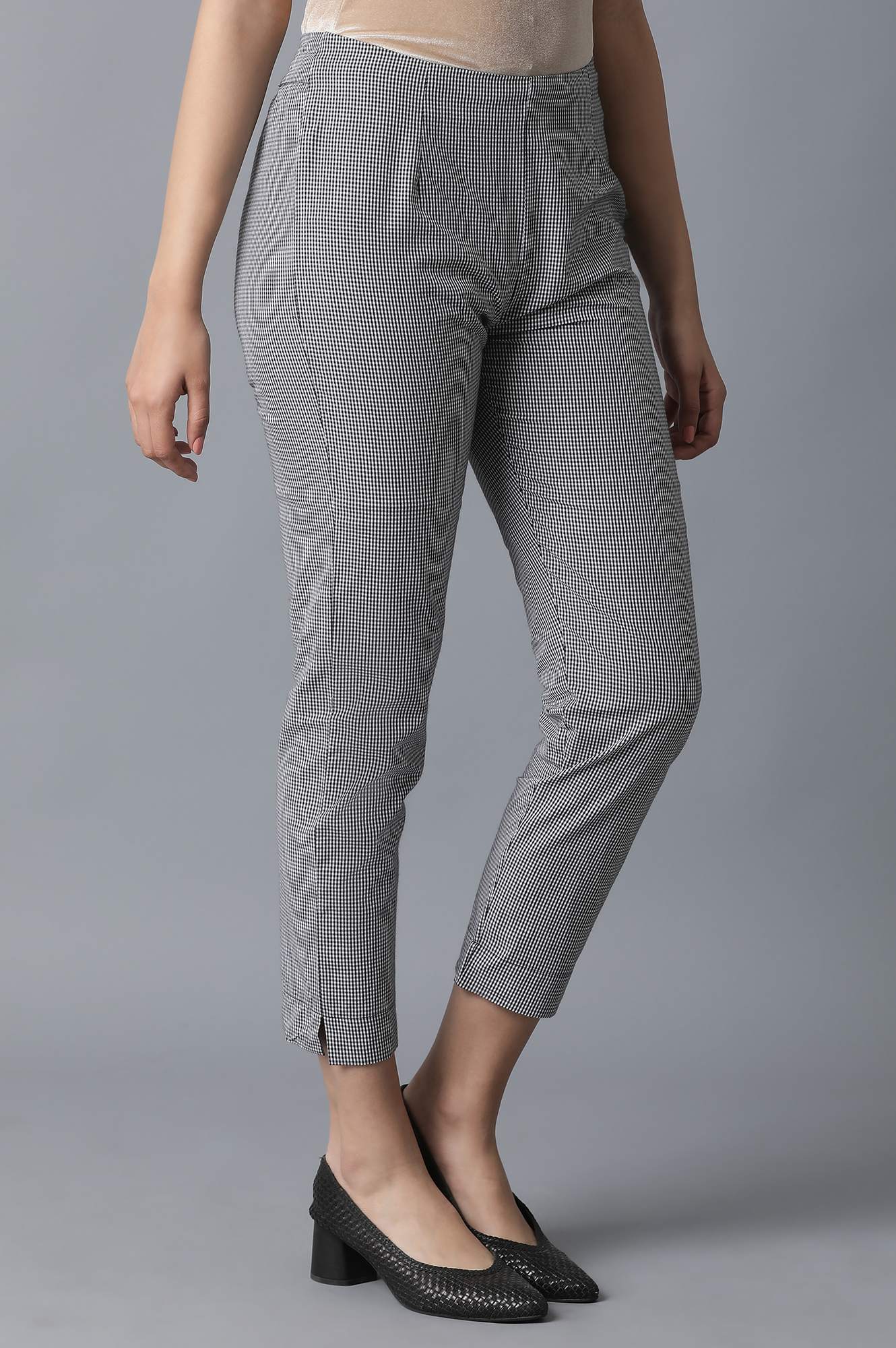 W for Woman Grey Printed Rayon A-line Shirt Kurta and Slim Pant Set