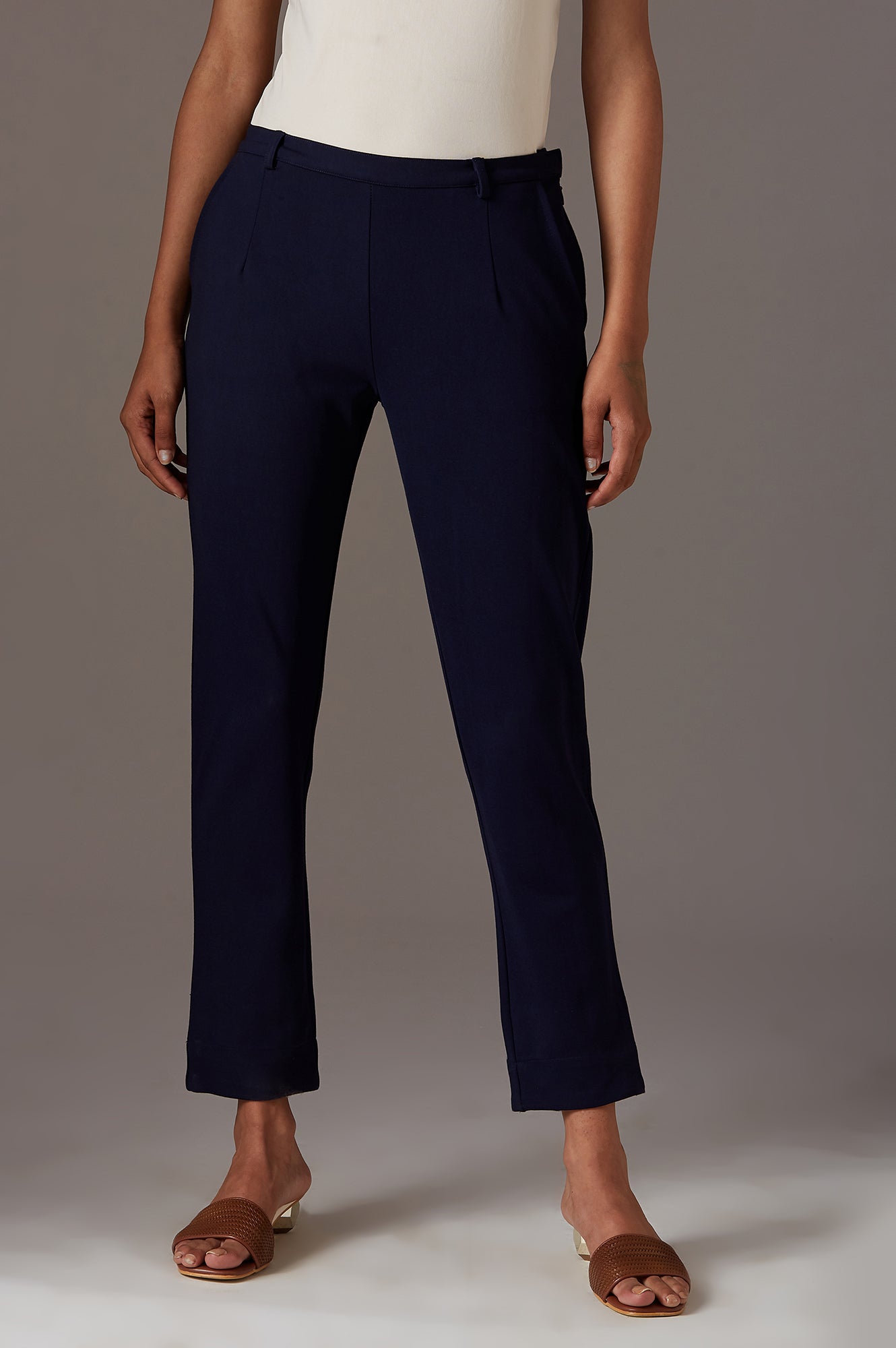 W for Woman Navy Blue Slim Pants