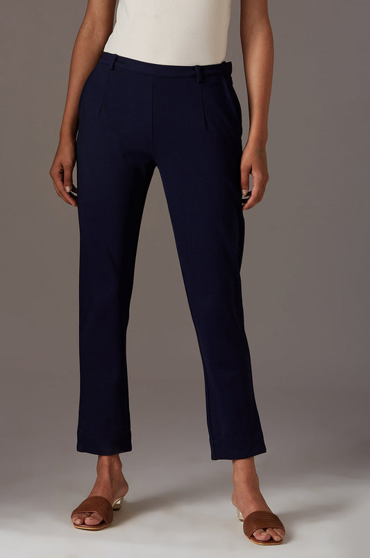 W for Woman Navy Blue Slim Pants