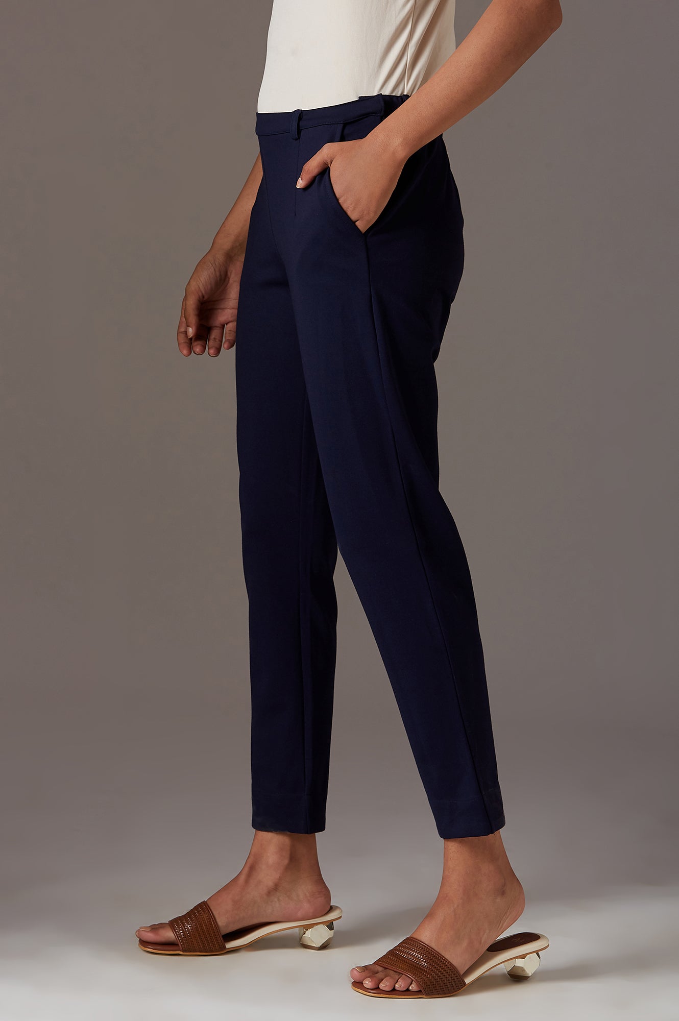 W for Woman Navy Blue Slim Pants